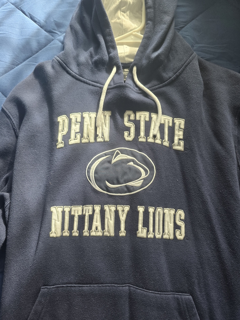 Colosseum Navy Hoodie with White Drawstrings